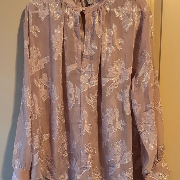 H&M JACQUARD-WEAVE BLOUSE Soft Pink Floral Size L - Picture 10 of 16